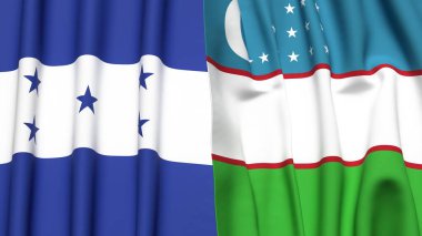HONDURAS ve UZBEKISTAN bayrakları gerçekçi kumaş dokusuyla