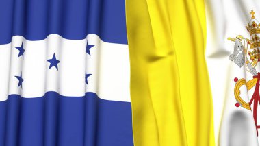 HONDURAS ve VATİKAN bayrakları gerçekçi kumaş dokusuna sahip