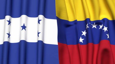 Gerçek kumaş dokusuna sahip HONDURAS ve Venezuela bayrakları