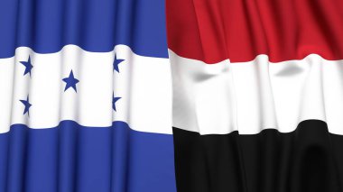 HONDURAS ve YEmen bayrakları gerçekçi kumaş dokusuyla