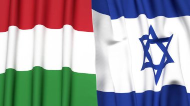 HUNGARY ve İsrail 'in gerçekçi kumaşlı bayrakları