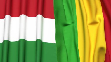 HUNGARY ve MALI bayrakları gerçekçi kumaş dokusuyla