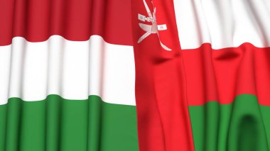 HUNGARY Bayrakları ve gerçekçi kumaşlı OMAN