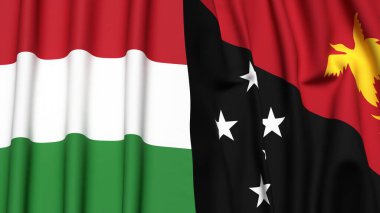 HUNGARY Bayrakları ve PAPUA Gerçekçi kumaş dokusuna sahip yeni GUINEA