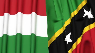 Gerçek kumaş dokusuna sahip HUNGARY ve Aziz KITT bayrakları