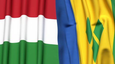 HUNGARY Bayrakları ve SainT VINCENT Gerçekçi kumaşlı