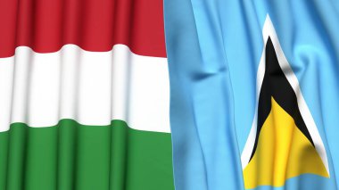 HUNGARY Bayrakları ve gerçekçi kumaşlı Aziz LUCIA