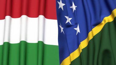 HUNGARY Bayrakları ve SOLOMON Adaları Gerçekçi kumaş dokusuyla