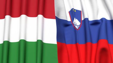 HUNGARY ve SLOVENIA bayrakları gerçekçi kumaş dokusuyla
