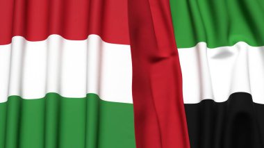 HUNGARY ve BAE bayrakları gerçekçi kumaş dokusuyla