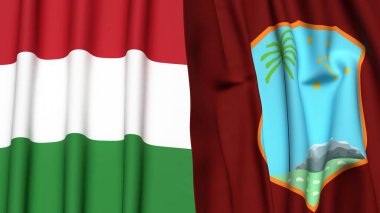 HUNGARY ve Batı Hint Adaları bayrakları gerçekçi kumaş dokusuyla