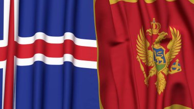 İzlanda ve MonteneGRO bayrakları gerçekçi kumaş dokusuna sahiptir.