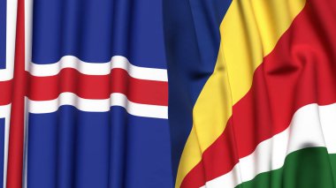 İzlanda bayrakları ve gerçekçi kumaş desenli SEYCHELLES