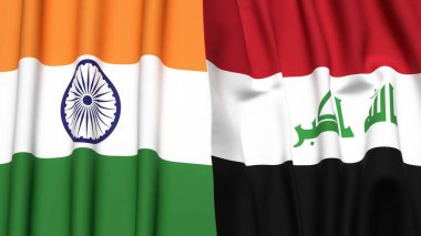 Gerçek kumaş dokusuna sahip Hindistan ve IRAQ bayrakları