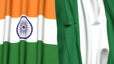 Gerçek kumaş dokusuna sahip Hindistan ve Nijerya bayrakları