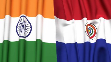 Hindistan ve Paraguay bayrakları gerçekçi kumaş dokusuna sahipler.