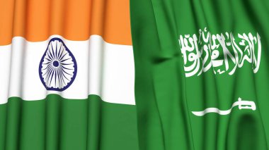 Hindistan ve Suudi Arabistan bayrakları gerçekçi kumaş dokusuna sahipler.