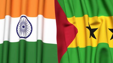 Hindistan bayrakları ve gerçekçi kumaş dokusuna sahip SAO TOME