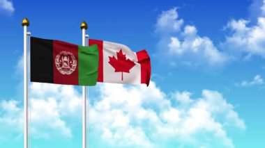 Kutupta alfa kanalı da dahil olmak üzere AfgANISTAN ve CANADA bayrakları sallamak