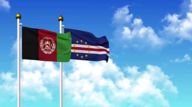 Kutuptaki AFGHANISTAN ve CAPE VERDE bayrakları alfa kanalı ile birlikte sallanıyor