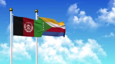 Kutupta alfa kanalı da dahil olmak üzere AfgANISTAN ve COMOROS bayrakları sallamak