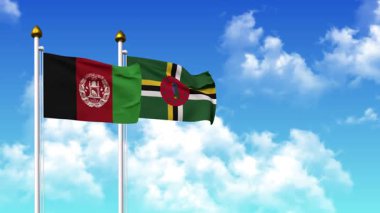 Kutupta alfa kanalı da dahil olmak üzere AfgANISTAN ve DOMINICA bayrakları sallamak
