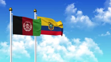 Kutuptaki AFGHANISTAN ve Ekvador bayrakları alfa kanalı ile birlikte sallanıyor