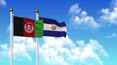 Kutuptaki AFGHANISTAN ve EL SALVADOR bayrakları alfa kanalı da dahil