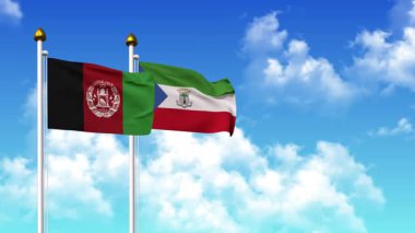 Kutupta alfa kanalı da dahil olmak üzere AfgANISTAN ve Eşitlikçi Guinea bayrakları sallamak