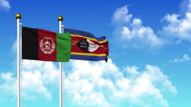 Kutupta AfghANISTAN ve Eswatini bayrakları dalgalanırken alfa kanalı da dahil