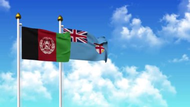 Kutupta alfa kanalı dahil AfgANISTAN ve FIJI bayrakları sallamak