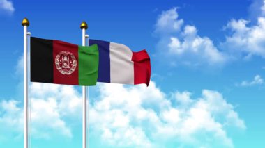 Kutupta alfa kanalı dahil AfgANISTAN ve FRANCE bayrakları dalgalanıyor