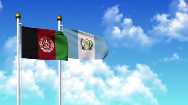 Kutupta alfa kanalı da dahil olmak üzere AfgANISTAN ve GUATEMALA bayrakları sallamak