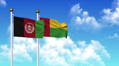 Kutupta alfa kanalı da dahil olmak üzere AfgANISTAN ve GİNEA-BISSAU bayrakları sallamak