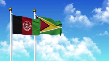 Kutupta alfa kanalı da dahil olmak üzere AfgANISTAN ve GUYANA bayrakları sallamak