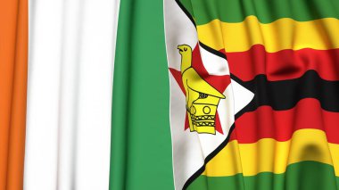 IVORY Kıyı ve ZIMBABWE bayrakları gerçekçi kumaş dokusuyla
