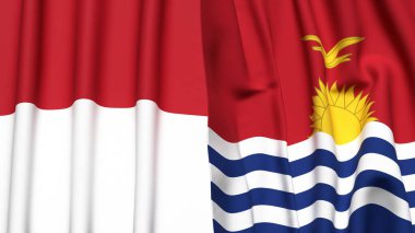 İndonezya ve KIRIBATI bayrakları gerçekçi kumaş dokusuyla