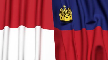 Gerçekçi kumaş dokusuna sahip Indonezya ve LIECHTENSTEIN bayrakları