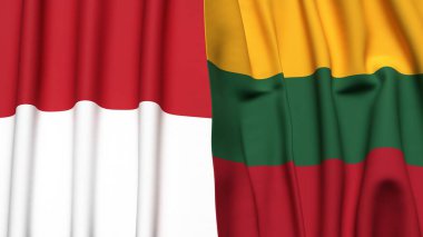 Gerçekçi kumaş dokusuna sahip INDONEZYA ve LITHUANIA bayrakları