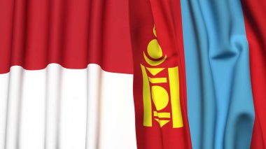 İndonezya ve Moğolistan bayrakları gerçekçi kumaş dokusuna sahiptir.