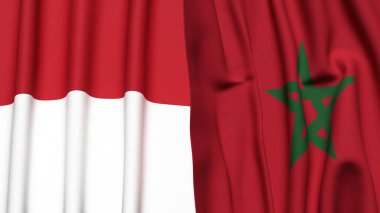 Gerçek kumaş dokusuna sahip INDONEZYA ve FOCCO bayrakları