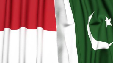 Gerçekçi kumaş dokusuna sahip INDONESTA ve PAKISTAN bayrakları