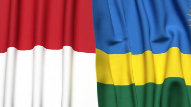 Gerçekçi kumaş desenli INDONEZYA ve Rwanda bayrakları
