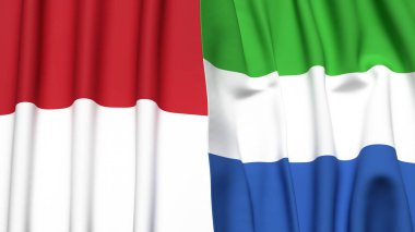 Gerçekçi kumaş dokusuna sahip Indonezya ve Sierra Leone bayrakları
