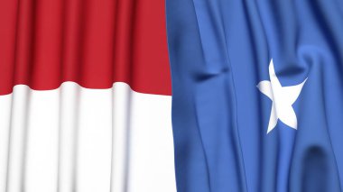 Gerçekçi kumaş dokusuna sahip INDONEZYA ve SOMALYA bayrakları