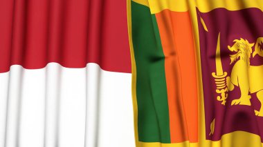Gerçekçi kumaş dokusuna sahip INDONESIA ve SRI LANKA bayrakları