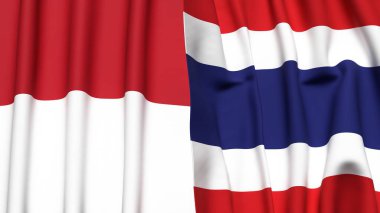 İndonezya ve Tayland bayrakları gerçekçi kumaş dokusuyla