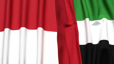 Gerçekçi kumaş dokusuna sahip INDONEA ve BAE bayrakları