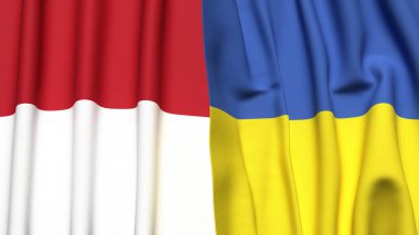 İndonezya ve UKRAINE 'ın gerçekçi kumaş dokusuna sahip bayrakları