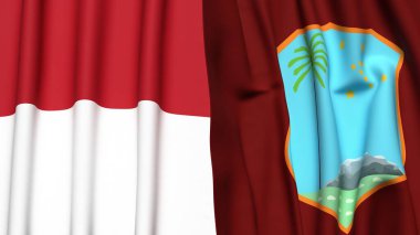 İndonezya ve Batı Hint Adaları bayrakları gerçekçi kumaş dokusuyla